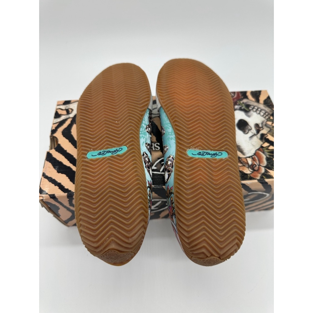 Ed Hardy Eye Candy Blue Canvas Tattoo Slip On Flat Sneakers Size 6 Y2K McBling - Picture 8 of 8